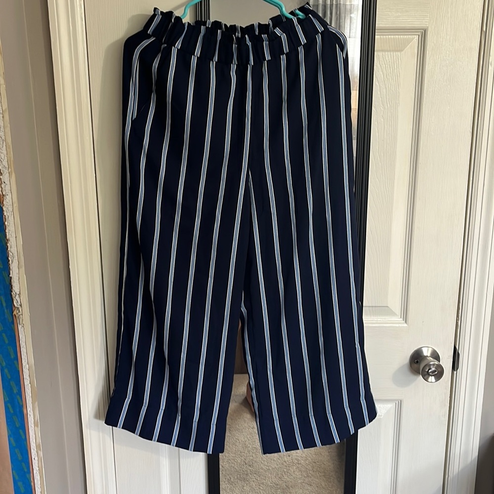 Blue and white stripped h&m pants